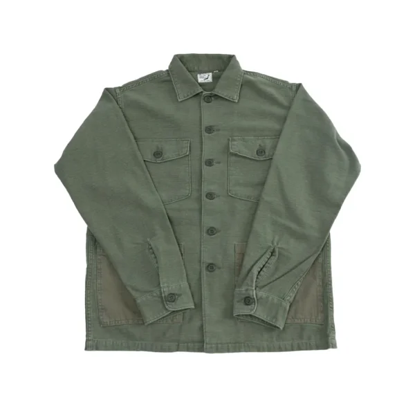 03-8345-77s - 4-Pocket Fatigue Shirt Reverse Sateen - Dark Olive Stone Front