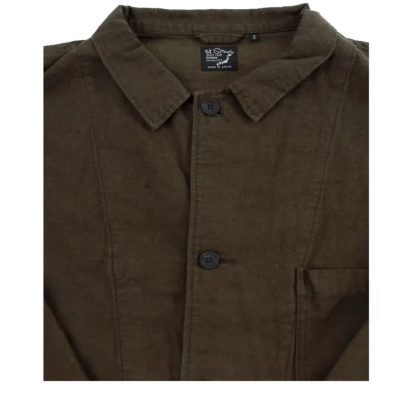 orSlow Cotton Linen Moleskin Relax Fit Simple Work Jacket FRONT View