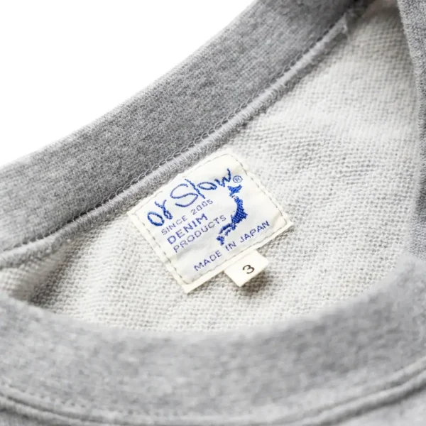 orSlow Light Weight French Terry Crewneck Sweat Shirt - Heather Grey FRONT 2